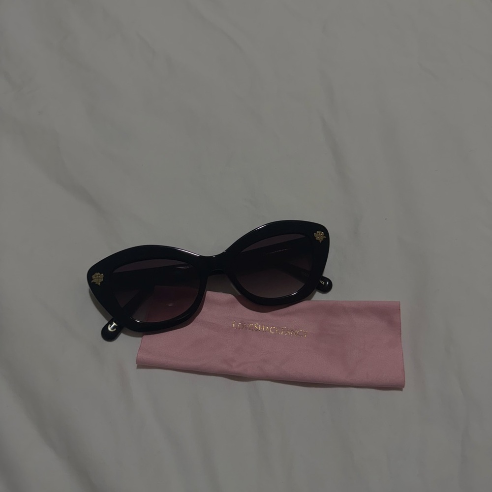 LOVESHACKFANCY Black Cat-Eye Sunglasses